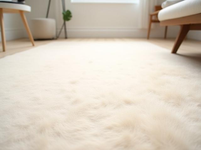 Mykt, naturlig ullteppe som binder sammen et moderne interiør